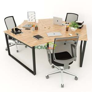 Table de groupe sur piétement en fer SFRT031 - Design minimaliste, 3 personnes, 240x208, prête à assembler - Product Image 2