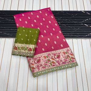 Sari en soie pure Paithani avec tissage en viscose Zari, bordure Meenakari Paithani, pallu riche, broderie lourde, chemisier contrasté - Product Image 2