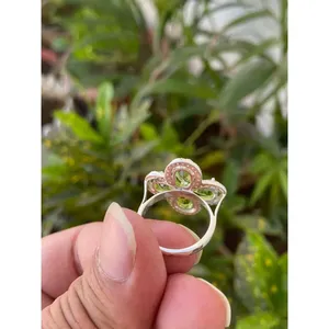 Natural Peridot Flower Ring 925 Sterling Silver Handmade Floral Gemstone Ring Wholesale Jewelry Supplier - Product Image 6