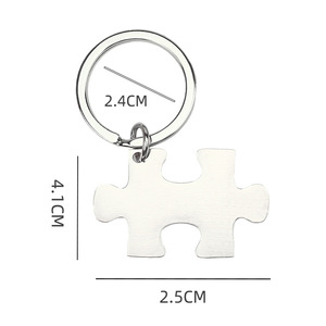 Gravure bricolage personnalisé en acier inoxydable vierge Puzzle Couple porte-clés en métal vierge saint-valentin meilleur ami amoureux <span class=keywords><strong>Gif</strong></span> - Product Image 5