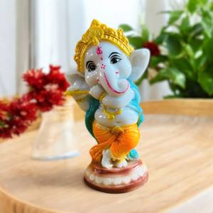 Estatua de Ganesh Ji de Poliresina, Modelo Hecho a Mano, Pintado a Mano, Decoración Religiosa Tradicional, Pooja, Boda, Hogar, Estilo Indio - Product Image 2