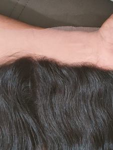 Faisceau de cheveux humains bruts non traités à la machine Remy, fermeture frontale alignée, style droit et soyeux en vrac - Product Image 3