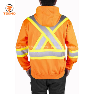 2025 personnalisé haute visibilité fermeture éclair sweats à capuche hiver chandails haute visibilité construction sécurité veste réfléchissante service OEM - Product Image 3