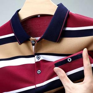 Camiseta de manga larga de algodón 100% para hombre, camiseta de base holgada a rayas con patrón sólido, estilo de lona a la moda - Product Image 3