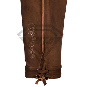 Pantalones Cortos de Cuero de Gamuza Marrón Auténticos Estilo Bávaro para Hombre, Atuendo Tradicional para el Oktoberfest con Tirantes Ajustables - Product Image 3