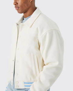 Manteau en laine pour hommes haut de gamme veste bombardier d'hiver solide de haute qualité avec col tournant Style Streetwear universitaire régulier - Product Image 5