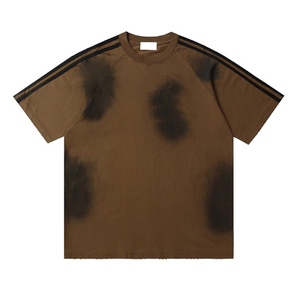 T-shirts respirants pour hommes Logo personnalisé O-Neck Sun Faded Acid Wash Microfibre 100% coton T-shirts à épaules tombantes pour hommes - Product Image 1
