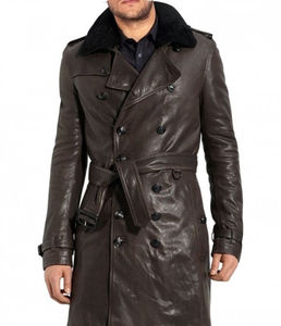 High Quality Leather Long Coat for <b>Men</b> Comfortable Breathable Wholesale <b>Men</b> Leather Long Coat Quick Dry Custom Logo OEM Service - Product Image 2