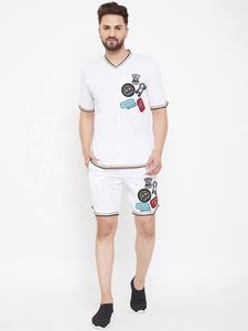 Ensemble deux pièces personnalisé en polyester/coton pour hommes-Survêtement de printemps décontracté à séchage rapide T-shirt et short avec logo imprimé de haute qualité - Product Image 5