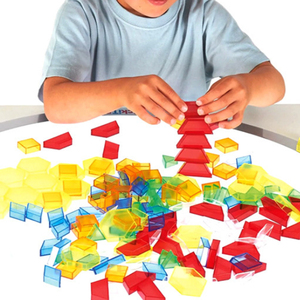 Figuras Geométricas Translúcidas de Plástico de 1 cm de Grosor, 186 Piezas, PLOMA AE10, 6 Colores, 6 Formas, para Mesa de Luz de Aprendizaje Temprano - Product Image 4