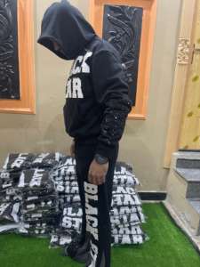 Custom Unisex Flared Jogger Tracksuit Heavyweight Cotton Distressed <b>Embroidery</b> Patch Cropped Printing Sweatpants <b>Set</b> for Men - Product Image 3