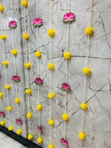 <b>Lotus</b> and Marigold Beads <b>Pearl</b> Hanging for Backdrop Decoration Wedding Festival Event Home Decor Wall Hanging Strings - Product Image 2