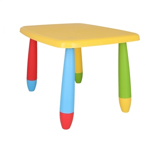 WELL HOME Table d'appoint rectangulaire en plastique jaune pour enfants 73x58x48 cm - Product Image 1