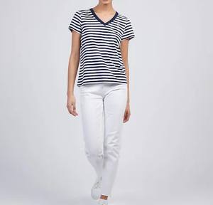 Camiseta Lisa para mujer, camisetas de gran tamaño de calidad premium, superventas, camisetas sostenibles para mujer, cuello en V, logotipo personalizado de dos tonos de color - Product Image 2