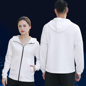 Sudadera con capucha de gran tamaño para deportes de verano para hombre personalizada 100% poliéster Con cremallera larga rayas reflectantes técnica bordada impresa DTF - Product Image 3