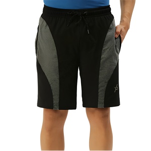 Shorts Bermuda pour homme, noir et gris, à blocs de couleur, séchage rapide, avec cordon de serrage et poches, coupe décontractée - Product Image 1