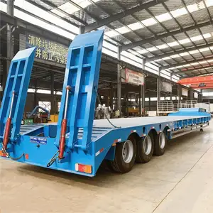 Low Loader Truck Trailer Excavator Low Bed Trailer Low Loader 3 Axle 60/70/80 Tons Lowbed Truck Semi Trailer For Sale