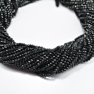 Lot de perles de pierre précieuse à facettes en spinelle noire naturelle pour la fabrication de bijoux, de colliers et de bracelets, 2.5mm - Product Image 4