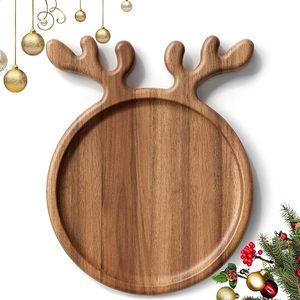 Tabla de cortar frutas de madera hecha a mano, bandeja navideña de madera maciza, plato para servir dim sum para el té de la tarde, de Vietnam. - Product Image 6