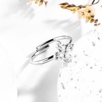 EDGE Edelstahl Neuerscheinung Mode-Schmuck Trendiger Verstellbarer Offener Titan-Stahl Zirkonia-Ring für Damen