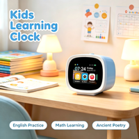 Vente flash - Réveil intelligent avec écran tactile de 2,8 pouces, alarme IA, WiFi, interaction vocale, horloge intelligente pour enfants, système d'exploitation Android, heure mondiale, 3000 mAh