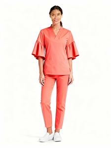 Nuevo uniforme médico para mujer, conjunto de Jogger, entrega rápida, botón antiarrugas, equipado, Material de rayón elástico de 4 vías para conjuntos de fregado - Product Image 4