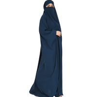 Ropa de mujer Vestidos casuales Abaya Hijab árabe Musulmán teñido azul Moda Transpirable Largo Abaya Mujeres de gran tamaño 2 capas