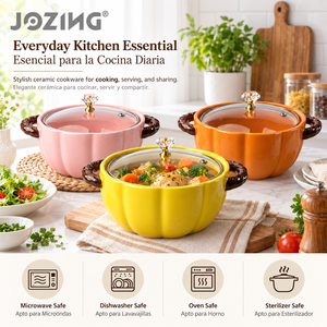Toptan Seramik Balkabağı Saksı, Cam Kapaklı, Bulaşık Makinesinde Yıkanabilir, 2 Kulplu, Renkli Yivli, Mutfak Eşyaları İçin, Toplu, Stokta Mevcut - Product Image 4