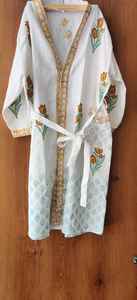 Imprimé gaufré long coton Peignoir Kimono indien été imprimé Floral imprimé Peignoirs de bain jardin fleur Robe - Product Image 3