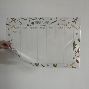 2025รุ่น-6แบบแห้งลบที่วางแผนรายสัปดาห์ใช้ซ้ำได้ไวท์บอร์ดแบบคงที่ไฟฟ้าถือแก้วไม้บอร์ดแม่เหล็ก - Product Image 3