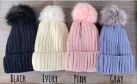 Automne et hiver chapeau chaud mignon Imitation lapin cheveux tricoté chapeau Pom Pom Beanie