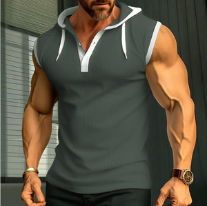 Men's Fitness <b>Shirt</b> Basketball Summer Sports T-<b>Shirt</b> Workout Hooded Tank Sleeveless Hoodie Top 100% Cotton Gym Sports - Product Image 4