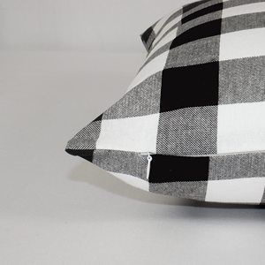 Modern 20x20 Inch Soft Cotton Buffalo Checkered Cushion <b>Case</b> Black <b>White</b> Square Decorative <b>Pillow</b> Covers Washable Woven - Product Image 2
