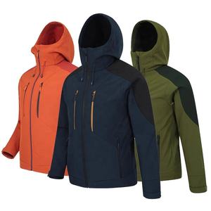 Chaqueta Softshell para exteriores para hombre, impermeable, a prueba de viento, chaqueta de senderismo con capucha y bolsillos con cremallera para clima frío - Product Image 1