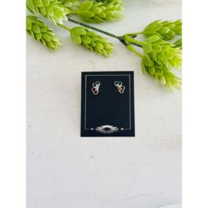 Zuni Handmade Multi-Color <b>Turquoise</b> & Sterling Silver Heart <b>Stud</b> <b>Earrings</b> for Gift - Product Image 1