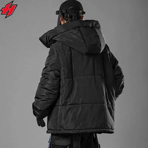 Wholesale Custom Canvas Techwear Men's Jacket Breathable <b>Black</b> Hooded Waterproof Streetwear <b>Windbreaker</b> Stylish - Product Image 3