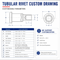 TianFang Rivet à étage tête plate, OEM matériel de précision, approvisionnement ISO9001, 100% inspecté.