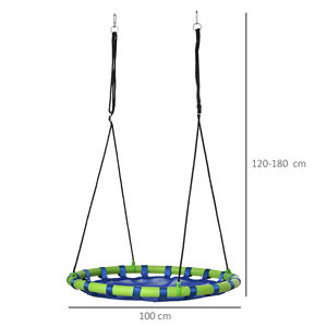 Outsunny Columpio de Jardín para Niños 3-8 Años Ø 100cm y Cuerdas Ajustables, Azul - Product Image 3