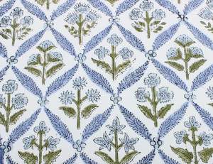 Valentine's Day Classic 100% Cotton Cloth <b>Mats</b> Indian Floral Hand Block Printed Light Steel <b>Blue</b> Reusable - Product Image 2