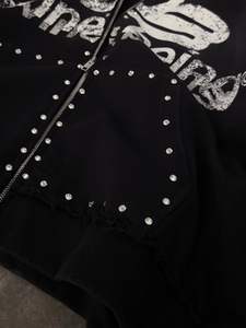 Sudadera con Capucha Personalizada 100% Algodón Grueso de 500 g/m², Sudadera con Estampado Serigrafiado, Lavado Desteñido al Sol, Sudadera Cruzada para Hombre - Product Image 5