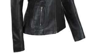 Veste en cuir pour femme de haute qualité, hiver, cuir luxueux, boutons, fermeture éclair - Product Image 4