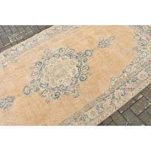 พรมวินเทจ ขนาด 5.3x9.4 ฟุต พรมสีน้ำเงินลายตะวันออก ทำจากขนสัตว์ - Product Image 5