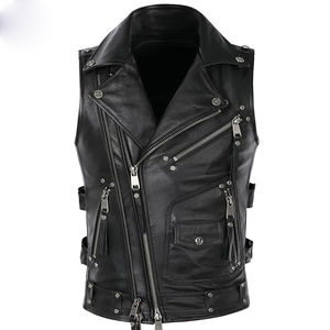 Gilet à col en V en cuir 100% de qualité supérieure pour hommes, nouveau style de décoration de boutons occidentaux, coupe-vent respirant pour l'hiver, vente en gros - Product Image 3