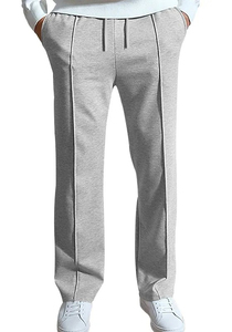 Pantalones Casuales de Color Sólido para Hombre, Corte Recto, Cintura Elástica con Cordón, Pliegues Delanteros, Transpirables, de Algodón, para Primavera - Product Image 3