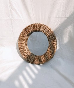 Boho Water Hyacinth <b>Mirror</b>, Round Natural <b>Mirror</b>, Vintage Woven Braided Rattan <b>Mirror</b> - Product Image 1