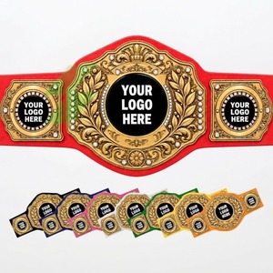 Cinturón de Campeonato de Lucha Libre Personalizado, Metal Rojo y Dorado con Espacio para Logotipo, Personalización, Equipo Deportivo - Product Image 1