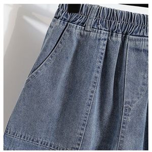 Pantalones cortos de mezclilla informales de verano para mujer, pantalones vaqueros holgados de pierna ancha de talla grande, pantalones cortos holgados de cintura alta, pantalones cortos calientes - Product Image 2