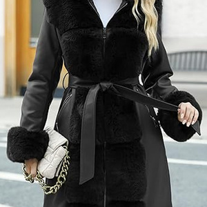 Manteau long en cuir pour femmes, tendance et décontracté, collection hiver, prix de gros, design personnalisé, manteaux longs en cuir pour femmes - Product Image 6