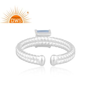 แหวนพลอยบุษราคัมปรับได้สีเงินสเตอร์ลิงสีฟ้าแหวนปรับได้ - Product Image 4