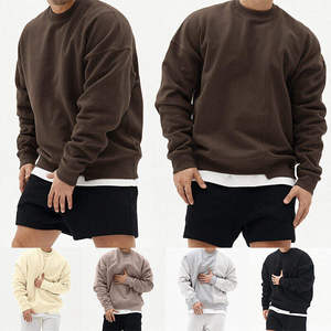 Sweat surdimensionné uni pour hommes Sweat à capuche à col rond en coton épais Pull ample Streetwear Wear - Product Image 6
